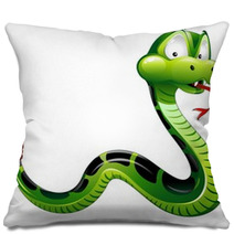 Serpente Cartoon-Green Snake Cartoon-Vector Pillows 32016344