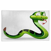 Serpente Cartoon-Green Snake Cartoon-Vector Rugs 32016344
