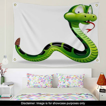 Serpente Cartoon-Green Snake Cartoon-Vector Wall Art 32016344