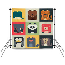 Set Flat Square Icons Of A Cute Animals Backdrops 61211998