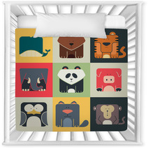 Set Flat Square Icons Of A Cute Animals Nursery Decor 61211998
