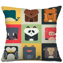 Set Flat Square Icons Of A Cute Animals Pillows 61211998