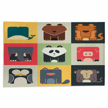 Set Flat Square Icons Of A Cute Animals Rugs 61211998
