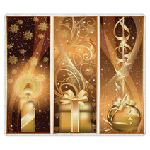 Set Golden Christmas Banner. Vector Illustration Rugs 27932756