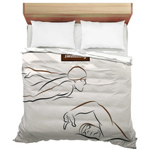 Set Of A Vector Illustration Shows A Swimmer In Motion Sport Swimming Bedding 157515926
