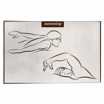 Set Of A Vector Illustration Shows A Swimmer In Motion Sport Swimming Rugs 157515926