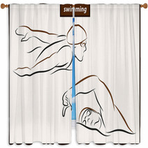 Set Of A Vector Illustration Shows A Swimmer In Motion Sport Swimming Window Curtains 157515926