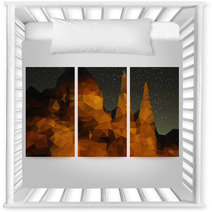 Set Of Beautiful Night Landscape Backgrounds, Triangle Design Nursery Decor 72894634