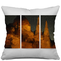 Set Of Beautiful Night Landscape Backgrounds, Triangle Design Pillows 72894634