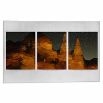 Set Of Beautiful Night Landscape Backgrounds, Triangle Design Rugs 72894634