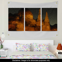 Set Of Beautiful Night Landscape Backgrounds, Triangle Design Wall Art 72894634