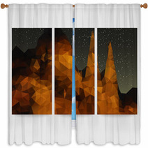 Set Of Beautiful Night Landscape Backgrounds, Triangle Design Window Curtains 72894634