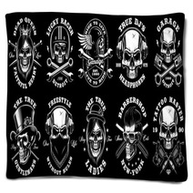 Set Of Black And White Skulls Blankets 210971997