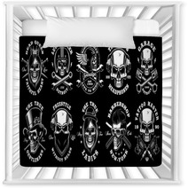 Set Of Black And White Skulls Nursery Decor 210971997