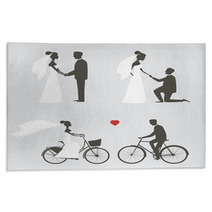 Set Of Bride And Groom Poses For Wedding Invitation Rugs 49084880