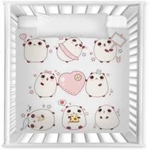 Set Of Cute Pandas In Kawaii Style Nursery Decor 132798724