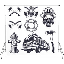 Set Of Designed Firefighter Elements Backdrops 84617272
