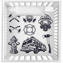 Set Of Designed Firefighter Elements Nursery Decor 84617272