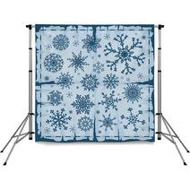 Set Of Different Snowflakes Over Old Damaged Page. Backdrops 68175401