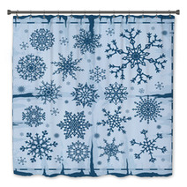 Set Of Different Snowflakes Over Old Damaged Page. Bath Decor 68175401