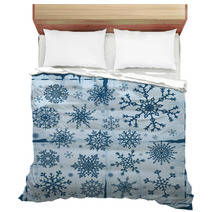 Set Of Different Snowflakes Over Old Damaged Page. Bedding 68175401