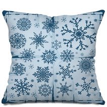 Set Of Different Snowflakes Over Old Damaged Page. Pillows 68175401