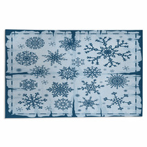 Set Of Different Snowflakes Over Old Damaged Page. Rugs 68175401