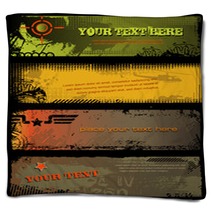 Set Of Four Grungy Military Banners Blankets 15826219