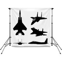 Set Of Military Jet Fighter Silhouettes Backdrops 127849931