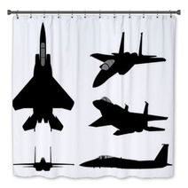 Set Of Military Jet Fighter Silhouettes Bath Decor 127849931