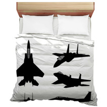Set Of Military Jet Fighter Silhouettes Bedding 127849931