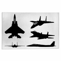 Set Of Military Jet Fighter Silhouettes Rugs 127849931