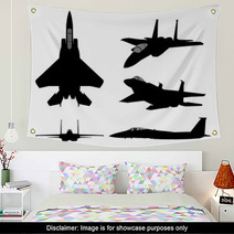 Set Of Military Jet Fighter Silhouettes Wall Art 127849931