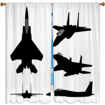 Set Of Military Jet Fighter Silhouettes Window Curtains 127849931