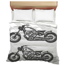 Set Of Motorcycle Vintage Style Bedding 114285642