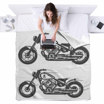 Set Of Motorcycle Vintage Style Blankets 114285642