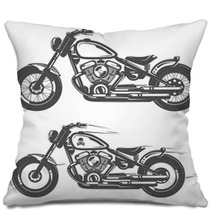 Set Of Motorcycle Vintage Style Pillows 114285642