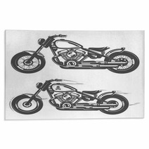 Set Of Motorcycle Vintage Style Rugs 114285642