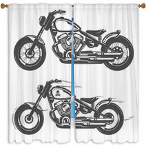Set Of Motorcycle Vintage Style Window Curtains 114285642