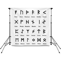 Set Of Old Norse Scandinavian Runes Runic Alphabet Futhark Ancient Occult Symbols Germanic Letters On White Vector Illustration Backdrops 178905796