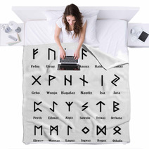 Set Of Old Norse Scandinavian Runes Runic Alphabet Futhark Ancient Occult Symbols Germanic Letters On White Vector Illustration Blankets 178905796