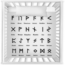 Set Of Old Norse Scandinavian Runes Runic Alphabet Futhark Ancient Occult Symbols Germanic Letters On White Vector Illustration Nursery Decor 178905796
