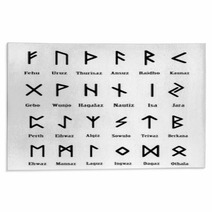 Set Of Old Norse Scandinavian Runes Runic Alphabet Futhark Ancient Occult Symbols Germanic Letters On White Vector Illustration Rugs 178905796