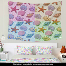 Set Of Sea Hand Drawn Seamless Pattern Wall Art 47480286