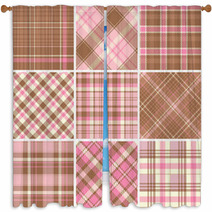 Set Of Seamless Tartan Patterns Window Curtains 62215624