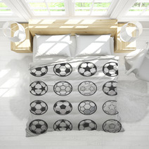 Set Of Sixteen Monochrome Soccer Balls Football Or Soccer Related Collection Symbol Of Football Bedding 207180874
