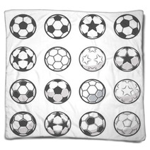 Set Of Sixteen Monochrome Soccer Balls Football Or Soccer Related Collection Symbol Of Football Blankets 207180874