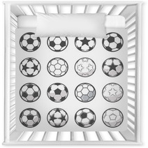 Set Of Sixteen Monochrome Soccer Balls Football Or Soccer Related Collection Symbol Of Football Nursery Decor 207180874