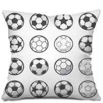 Set Of Sixteen Monochrome Soccer Balls Football Or Soccer Related Collection Symbol Of Football Pillows 207180874