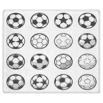 Set Of Sixteen Monochrome Soccer Balls Football Or Soccer Related Collection Symbol Of Football Rugs 207180874